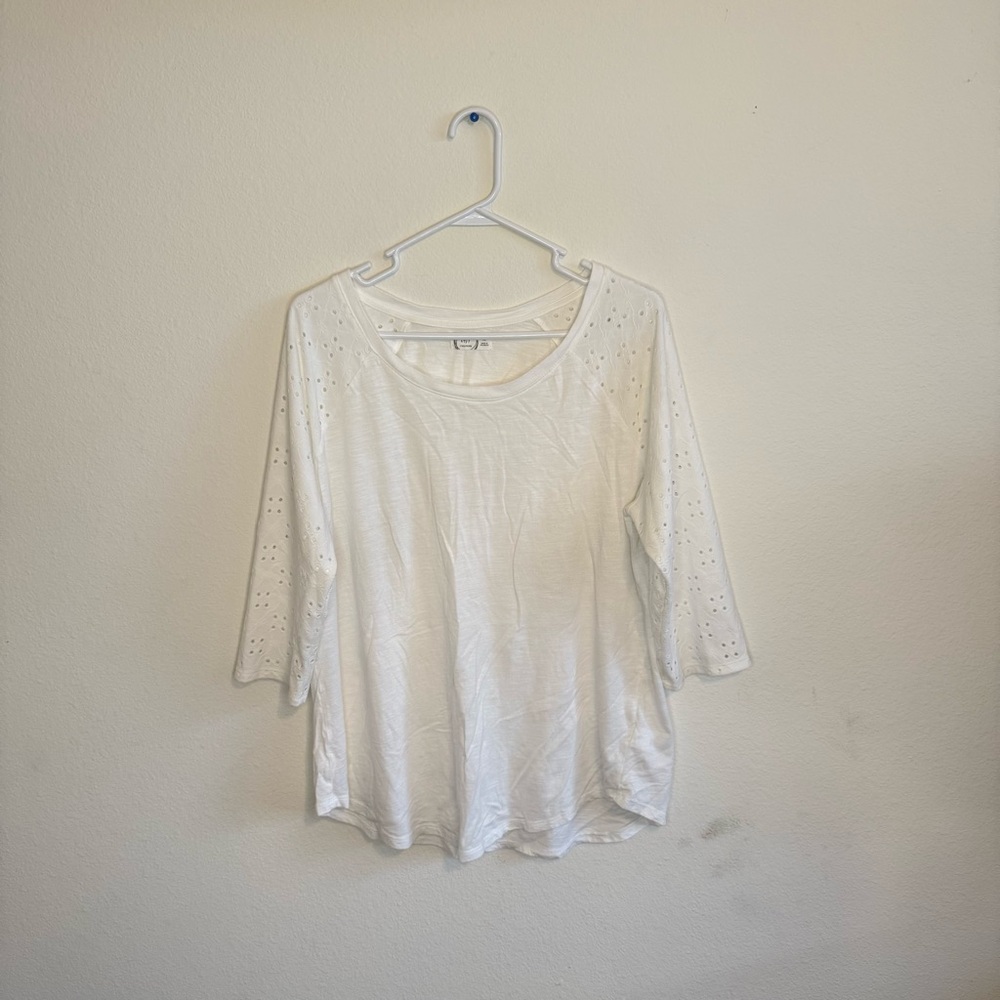 Maurices White Eyelet Long Sleeve Top